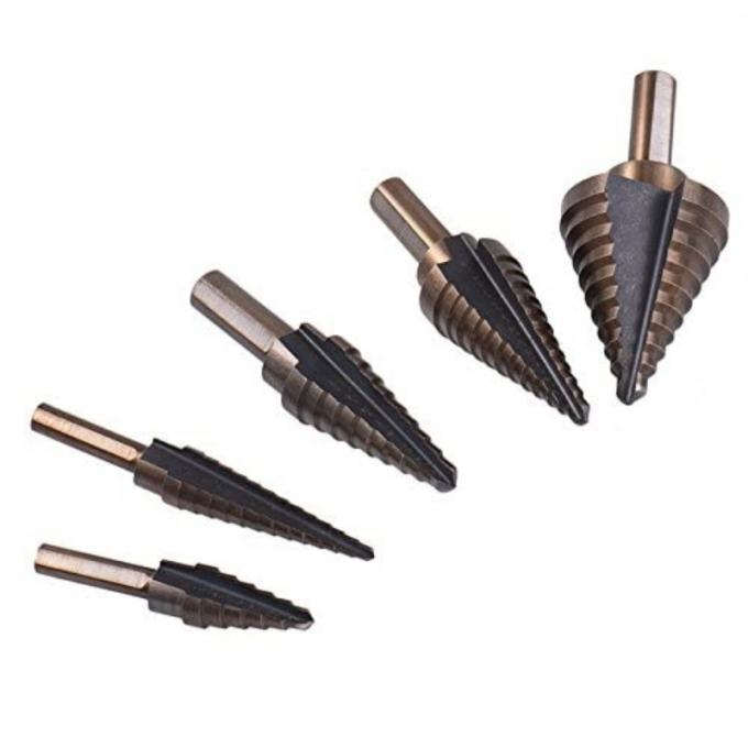 Precision engineering of step drill bit set showing mechanical advantage design