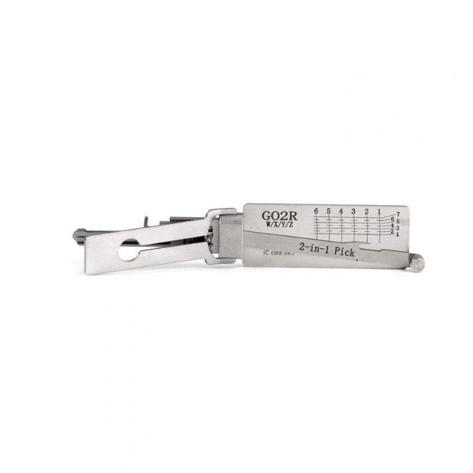 Lishi GO2R tool in use demonstrating automotive lock application